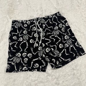 New Medium black skeleton skull shorts swimming trunks rave raver festival board